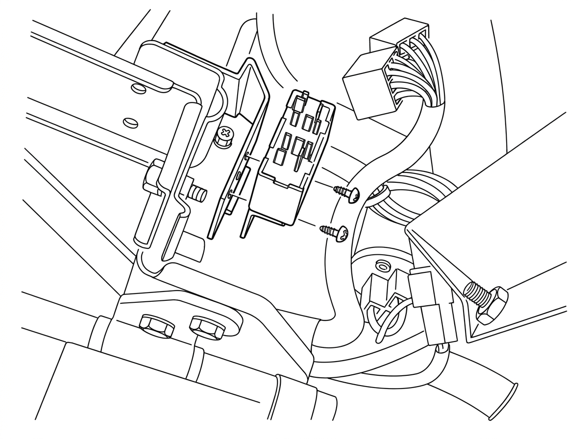 Fuel injection relay as mounted on the left hand kick panel above the control unit