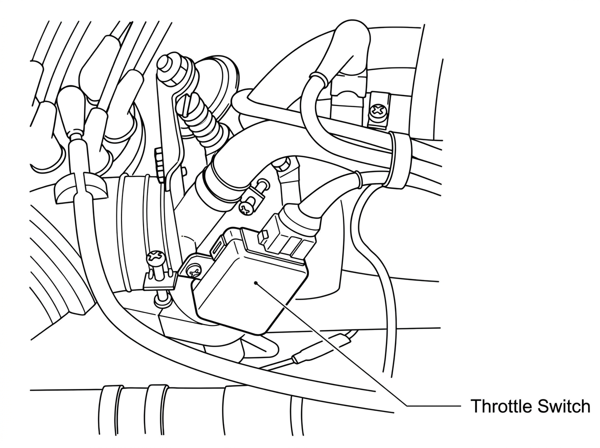 Throttle switch as mounted on the throttle chamber